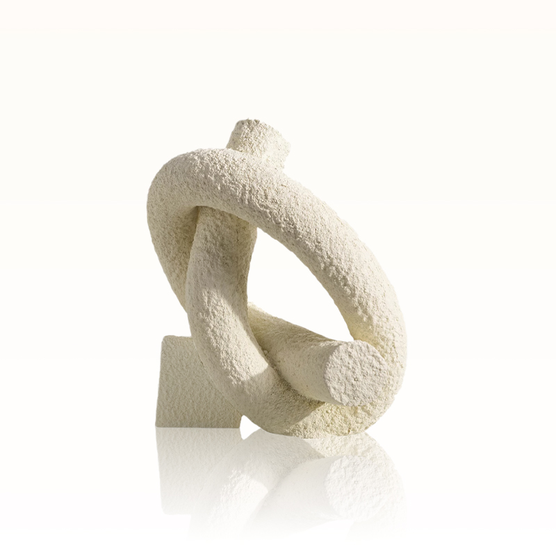knot sculpture resin, abstract white decor, wabi sabi sculpture, modern resin art object, textured tabletop ornament, Contistar Home