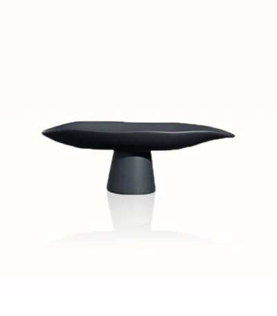 modern resin tray, pedestal tray black, minimalist fruit dish, japandi centerpiece stand, sculptural home decor, Contistar Home