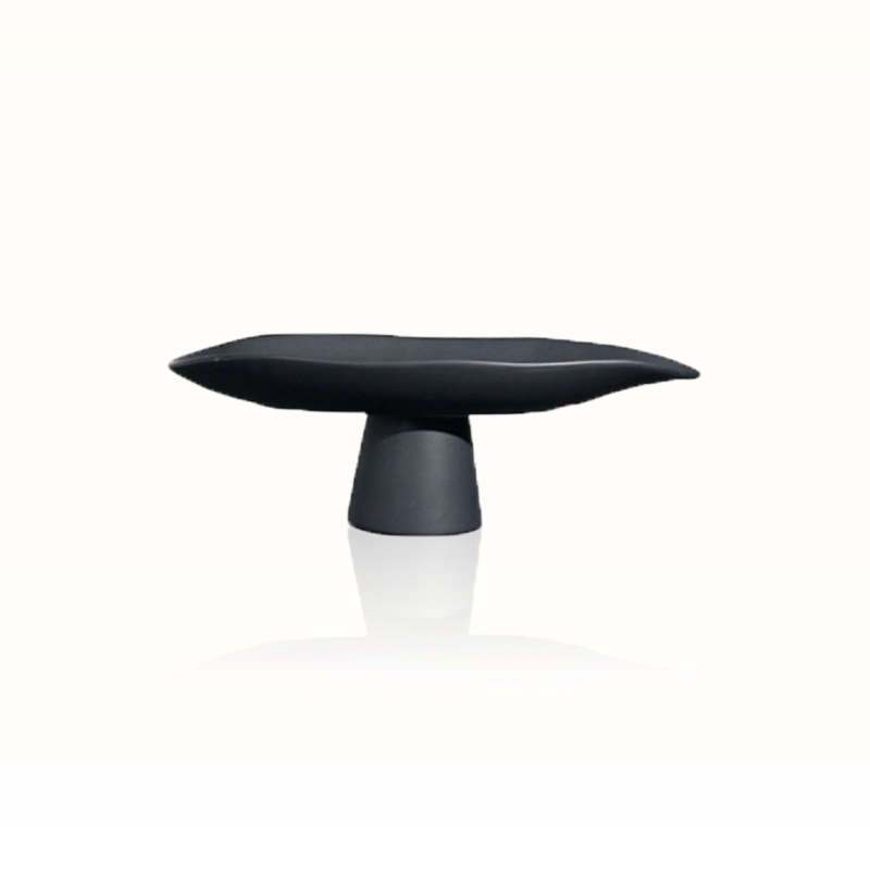 modern resin tray, pedestal tray black, minimalist fruit dish, japandi centerpiece stand, sculptural home decor, Contistar Home