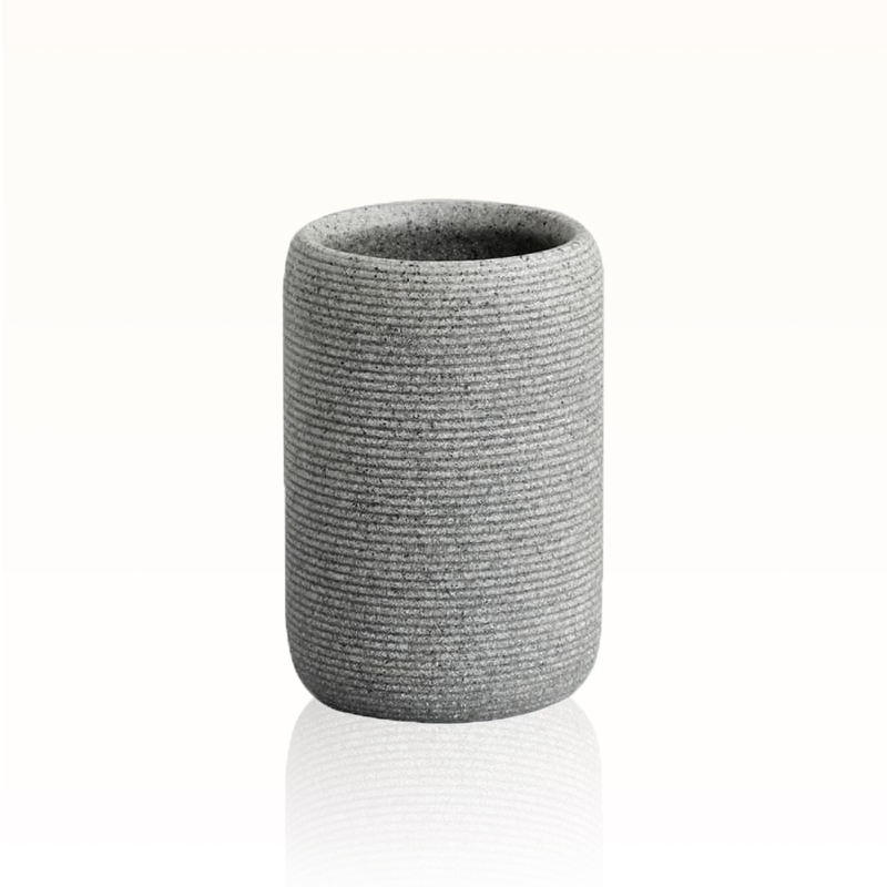 toothbrush cup, resin rinse tumbler, eco bathroom accessories, zen toothbrush holder, grey resin bath cup, Contistar Home